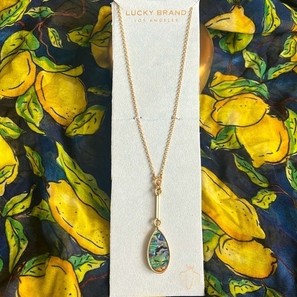 Lucky Brand Jewelry - Brand New Lucky Brand Abalone Teardrop Pendant Long Necklace Gold Tone Vintage